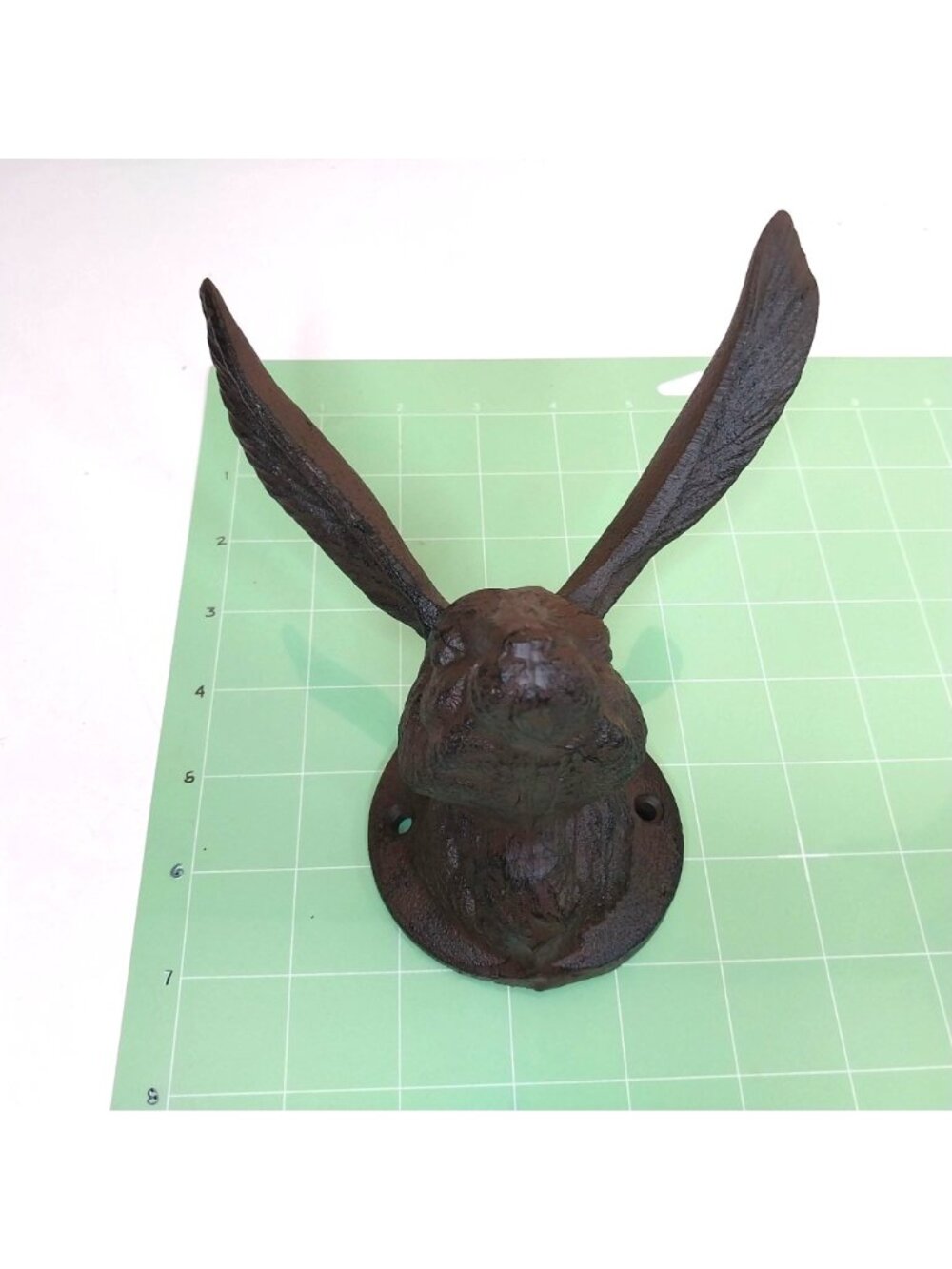 Cast Iron Rabbit Ears Wall Hook Towel Rack Rustic Brown Finish - Picture 6 of 6